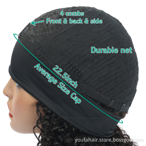 YouFa Cheap 10A Brazilian Hair Kinky Curly Afro Jerry Curl Headband Wigs Non Lace Glueless 100% Human Hair Machine Made Wigs